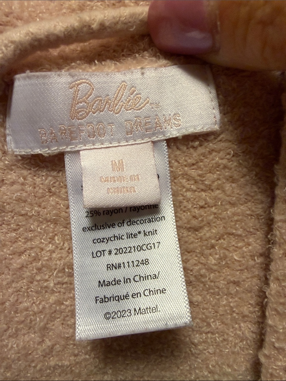 Barbie Pink Terry Cloth Robe with White Logo - Picture 5 of 7